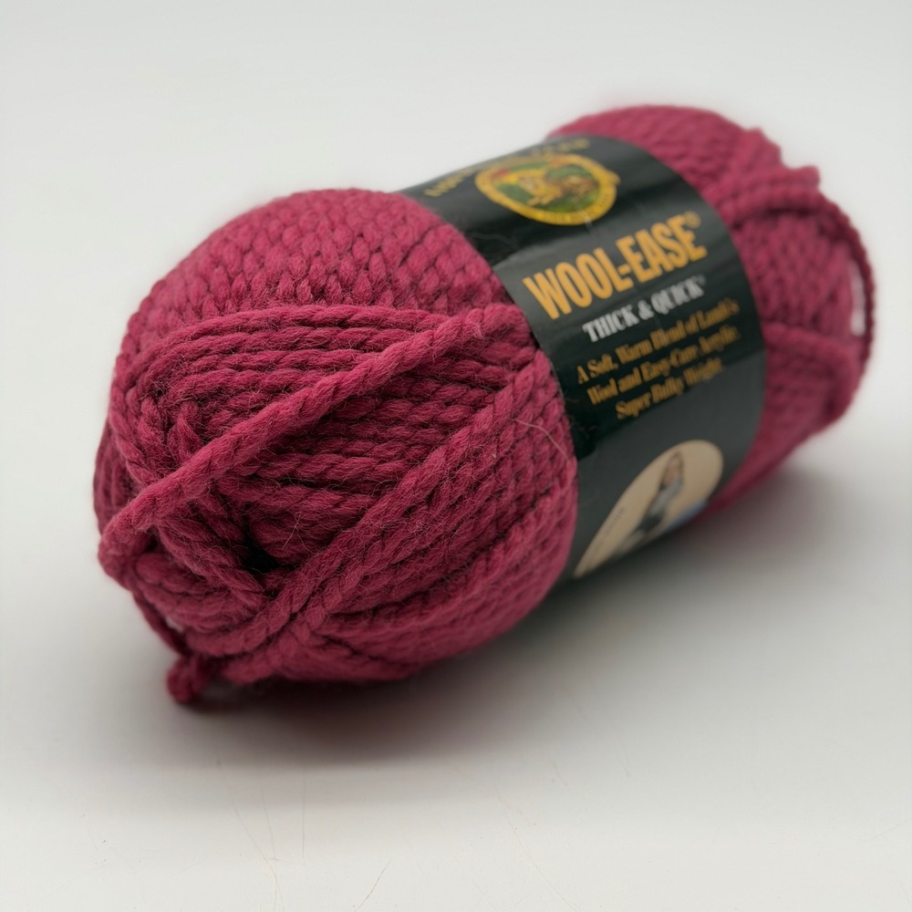 Lion Brand Wool-Ease Thick & Quick Super Bulky Yarn 112 Raspberry 6oz 108yd
